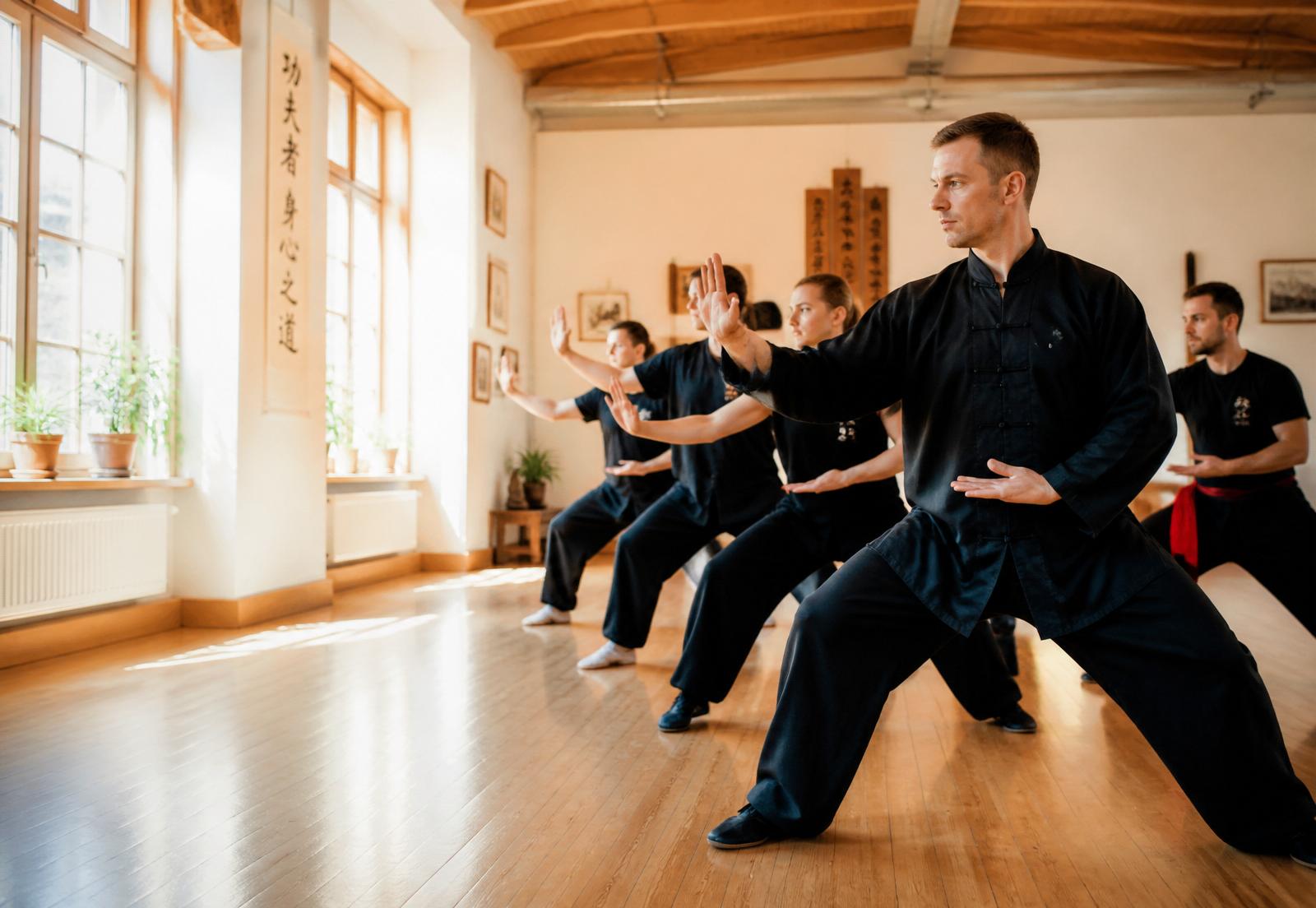A teacher leading a group of students through a session